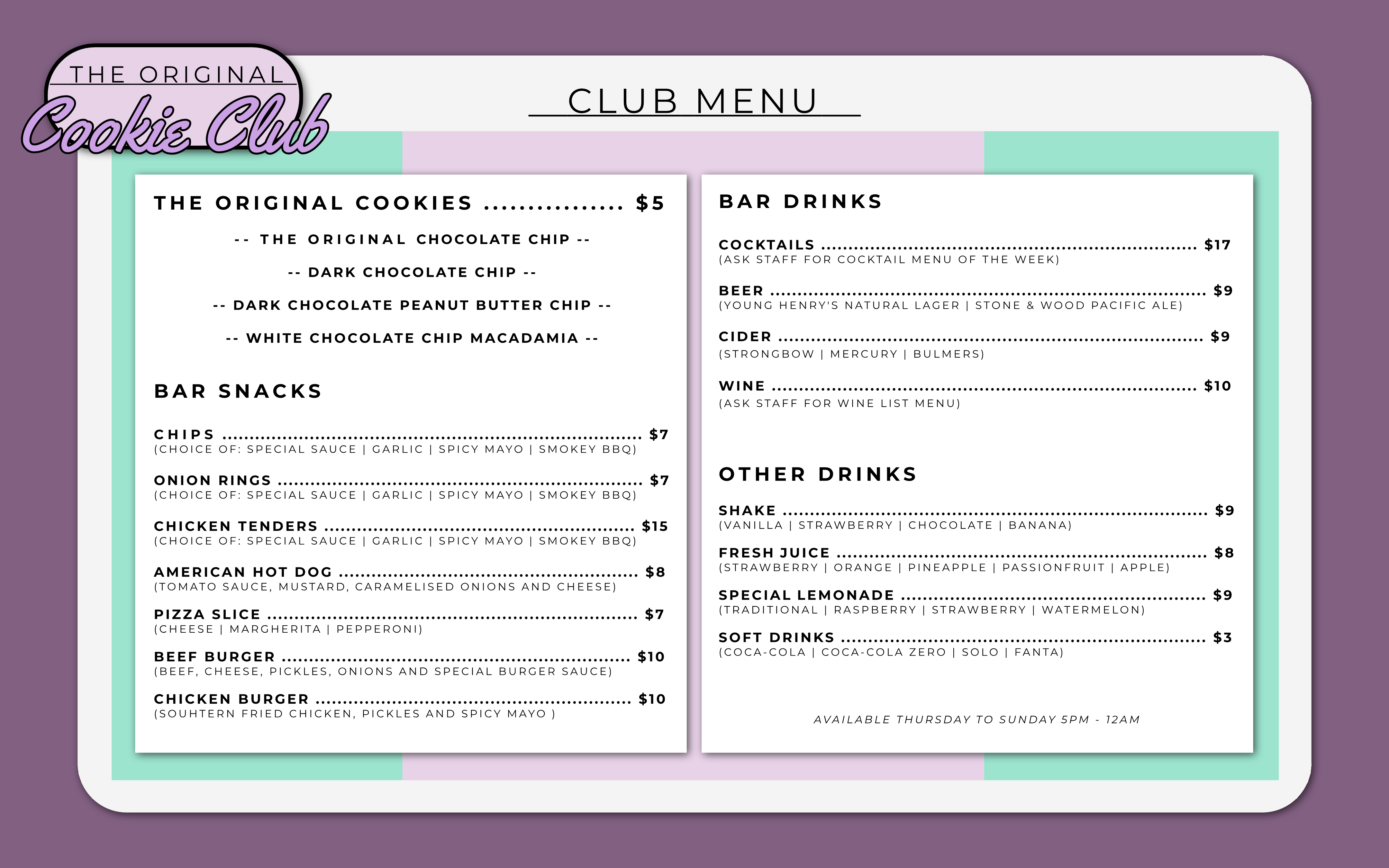 menu
